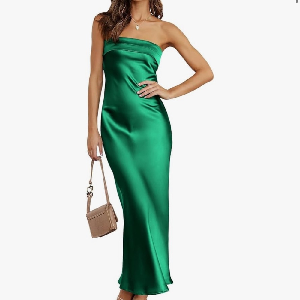 Elegant Green Satin Dress